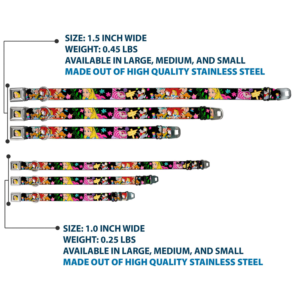 Alice CLOSE-UP Full Color Seatbelt Buckle Collar - Alice's Encounters in Wonderland