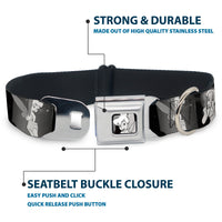 Tinker Bell CLOSE-UP Full Color Black White Seatbelt Buckle Collar - Tinker Bell Scenes Black/White