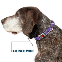 Dog Collar DYYR-Minnie Mouse Bow Full Color Black/Red - Minnie Mouse Ears Monogram/Dots Purple/White