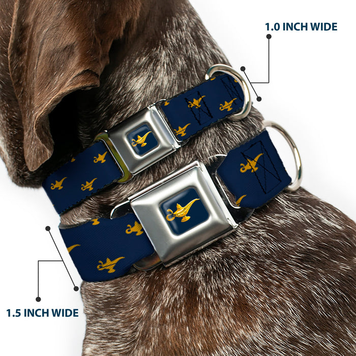 Aladdin 2019 Magic Lamp Full Color Navy/Golds Seatbelt Buckle Collar - Aladdin Genie Lamp Monogram Navy/Gold (Copy)