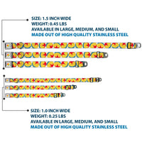Disney Pixar Luxo Ball Full Color White/Yellow/Blue/Red Seatbelt Buckle Collar - Disney Pixar Luxo Ball Repeat White/Yellow/Blue/Red