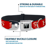 Harry Potter Logo Full Color Black/White Seatbelt Buckle Collar - HOGWARTS EXPRESS 9¾ Red/White