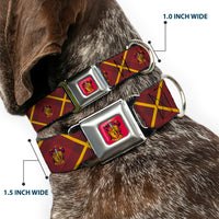 Gryffindor Crest Full Color Red Seatbelt Buckle Collar - Harry Potter Gryffindor Crest Plaid Reds/Gold