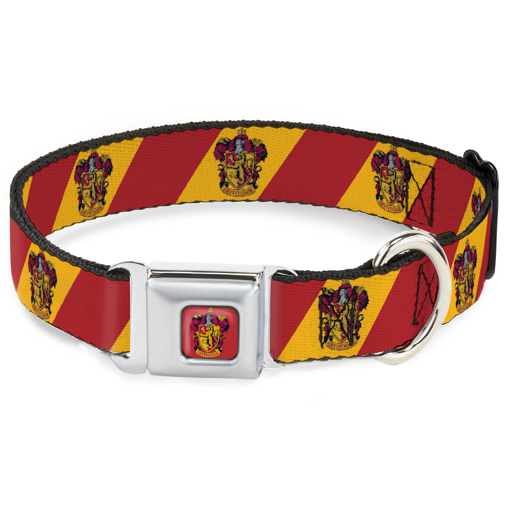 GRYFFINDOR Crest Full Color Red Seatbelt Buckle Collar - GRYFFINDOR Crest Diagonal Stripe Gold/Red