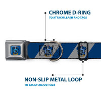 RAVENCLAW Crest Full Color Blue Seatbelt Buckle Collar - RAVENCLAW Crest Diagonal Stripe Gray/Blue