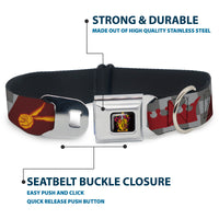 Gryffindor Crest Full Color Seatbelt Buckle Collar - Harry Potter GRYFFINDOR/Quiditch Ball/Crown Burgundy Red/Golds/Grays