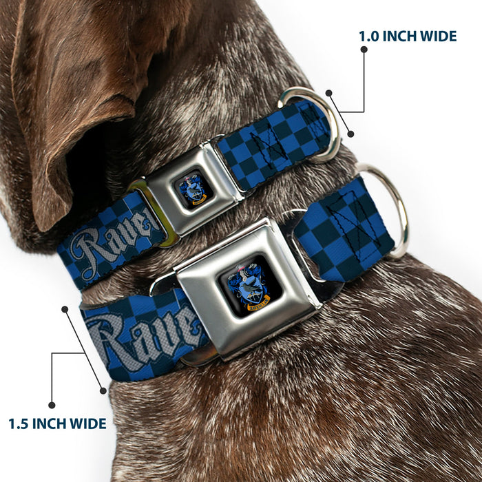 Ravenclaw Crest Full Color Seatbelt Buckle Collar - Harry Potter RAVENCLAW Checker Blues/Grays