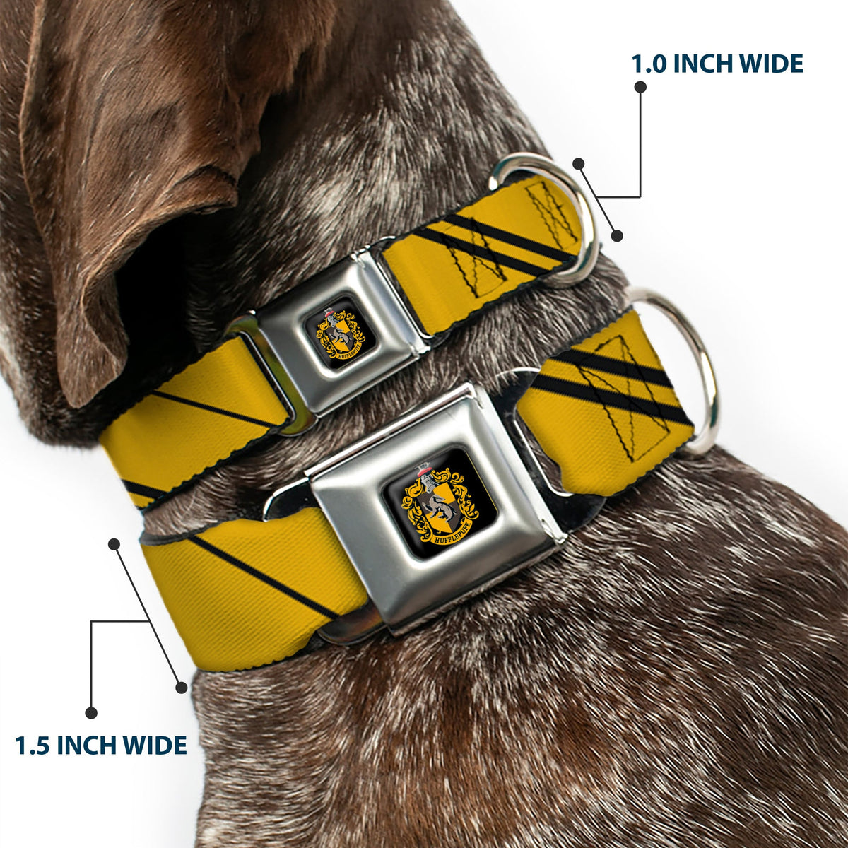 Hufflepuff Crest Full Color Seatbelt Buckle Collar - HUFFLEPUFF Crest/Stripe Yellow/Black