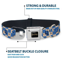 HARRY POTTER Title Logo Full Color Black Seatbelt Buckle Collar - Harry Potter Ravenclaw Icons Checker White/Blue