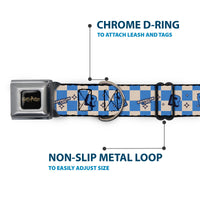 HARRY POTTER Title Logo Full Color Black Seatbelt Buckle Collar - Harry Potter Ravenclaw Icons Checker White/Blue