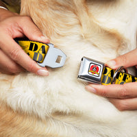 Looney Tunes Logo Full Color White Seatbelt Buckle Collar - DAFFY DUCK w/Poses Yellow/Black