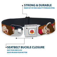 Looney Tunes Logo Full Color White Seatbelt Buckle Collar - ELMER FUDD w/Poses Browns