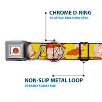 Looney Tunes Logo Full Color White Seatbelt Buckle Collar - Elmer Fudd Expressions Yellow