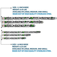 Looney Tunes Logo White Seatbelt Buckle Collar - Marvin the Martian Expressions Stacked White/Black/Green/Gold