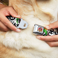 Looney Tunes Logo White Seatbelt Buckle Collar - Marvin the Martian Expressions Stacked White/Black/Green/Gold