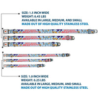 Looney Tunes Logo White Seatbelt Buckle Collar - MEEP MEEP!! w/Road Runner Poses Baby Blue