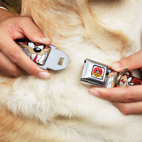 Looney Tunes Logo Full Color White Seatbelt Buckle Collar - Tasmanian Devil Expressions Brown