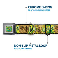 Baby Groot Running Pose I AM GROOT Full Color Greens/Yellows Seatbelt Buckle Collar - Baby Groot Pose/Face I AM GROOT Browns/Greens/Yellows