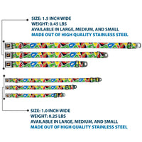 UNO Game Logo Full Color Black/Red/Yellow Seatbelt Buckle Collar - UNO Cards Stacked Collage Multi Color