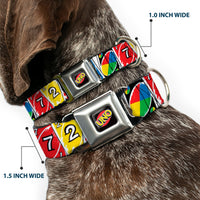 UNO Game Logo Full Color Black/Red/Yellow Seatbelt Buckle Collar - UNO Cards Lineup Stack Multi Color