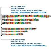 UNO Game Logo Full Color Black/Red/Yellow Seatbelt Buckle Collar - UNO Cards Lineup Stack Multi Color