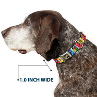 UNO Game Logo Full Color Black/Red/Yellow Seatbelt Buckle Collar - UNO Cards Lineup Stack Multi Color