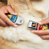 UNO Game Logo Full Color Black/Red/Yellow Seatbelt Buckle Collar - UNO Cards Lineup Stack Multi Color