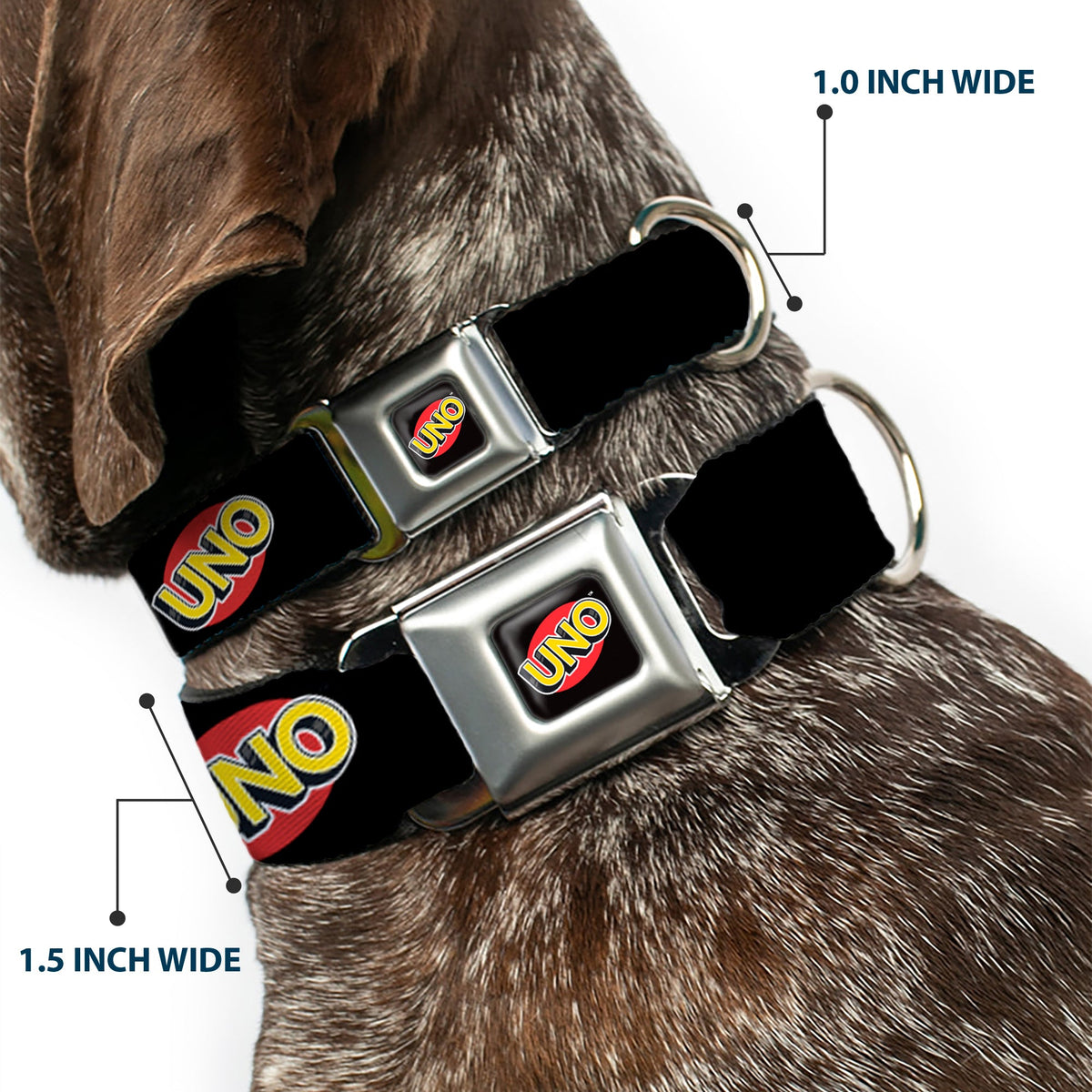 UNO Game Logo Full Color Black/Red/Yellow Seatbelt Buckle Collar - UNO Game Logo Black/Red/Yellow
