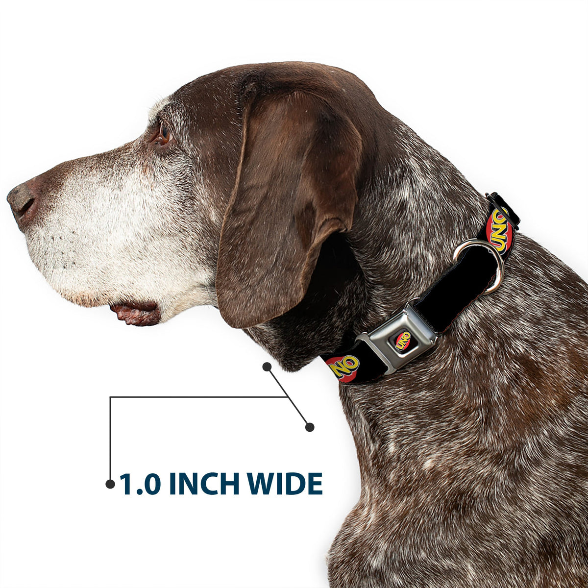 UNO Game Logo Full Color Black/Red/Yellow Seatbelt Buckle Collar - UNO Game Logo Black/Red/Yellow