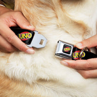 UNO Game Logo Full Color Black/Red/Yellow Seatbelt Buckle Collar - UNO Game Logo Black/Red/Yellow