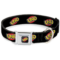 UNO Game Logo Full Color Black/Red/Yellow Seatbelt Buckle Collar - UNO Game Logo Black/Red/Yellow