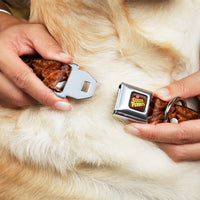 POST COCOA PEBBLES Logo Full Color Brown/Yellows Seatbelt Buckle Collar - Cocoa Pebbles Vivid Cereal CLOSE-UP Browns