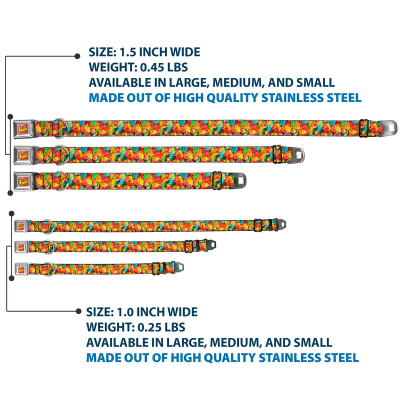 POST FRUITY PEBBLES Logo Full Color Red/Multi Color Seatbelt Buckle Collar - Fruity Pebbles Vivid Cereal CLOSE-UP Multi Color
