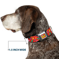 POST FRUITY PEBBLES Logo Full Color Red/Multi Color Seatbelt Buckle Collar - Fruity Pebbles Cereal Pebbles Scattered Red/Multi Color