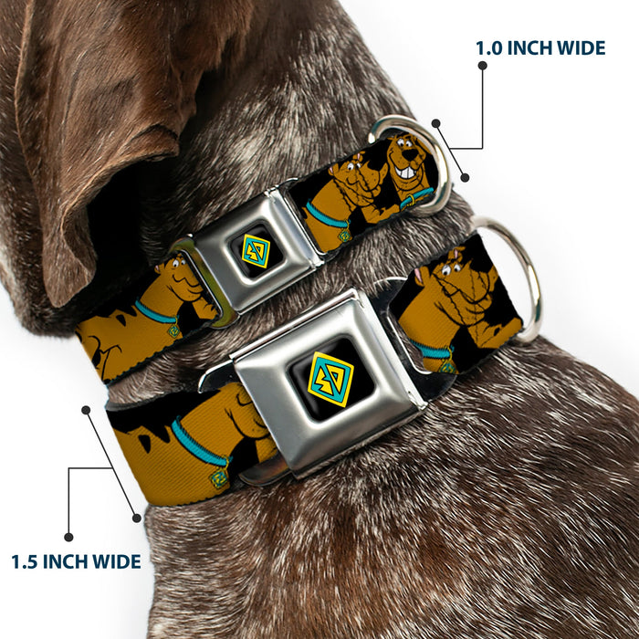 SD Dog Tag Full Color Black Yellow Blue Seatbelt Buckle Collar - Scooby Doo Stacked CLOSE-UP Black