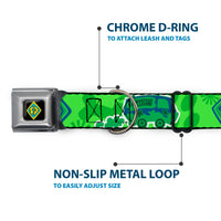 Scooby Doo Dog Tag Full Color Seatbelt Buckle Collar - Scooby Doo Mystery Machine/Dog Tag Collage Greens/Blues