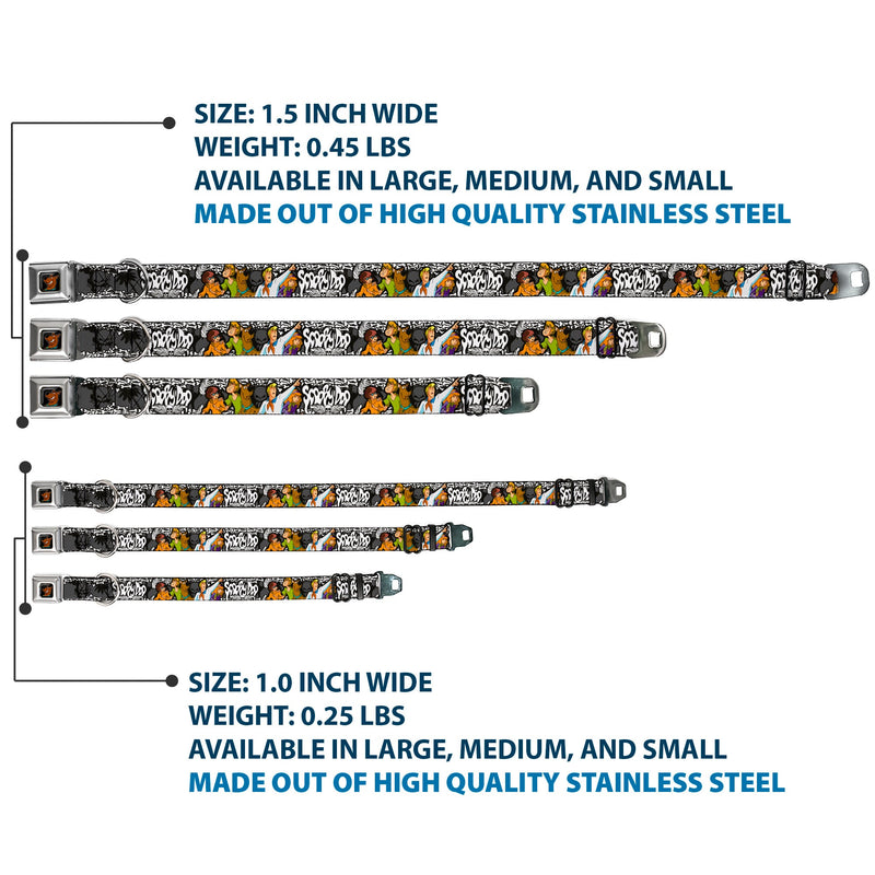 Scooby Doo Face Full Color Black Seatbelt Buckle Collar - SCOOBY DOO Group Pose/Bones