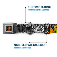 Scooby Doo Face Full Color Black Seatbelt Buckle Collar - SCOOBY DOO Group Pose/Bones