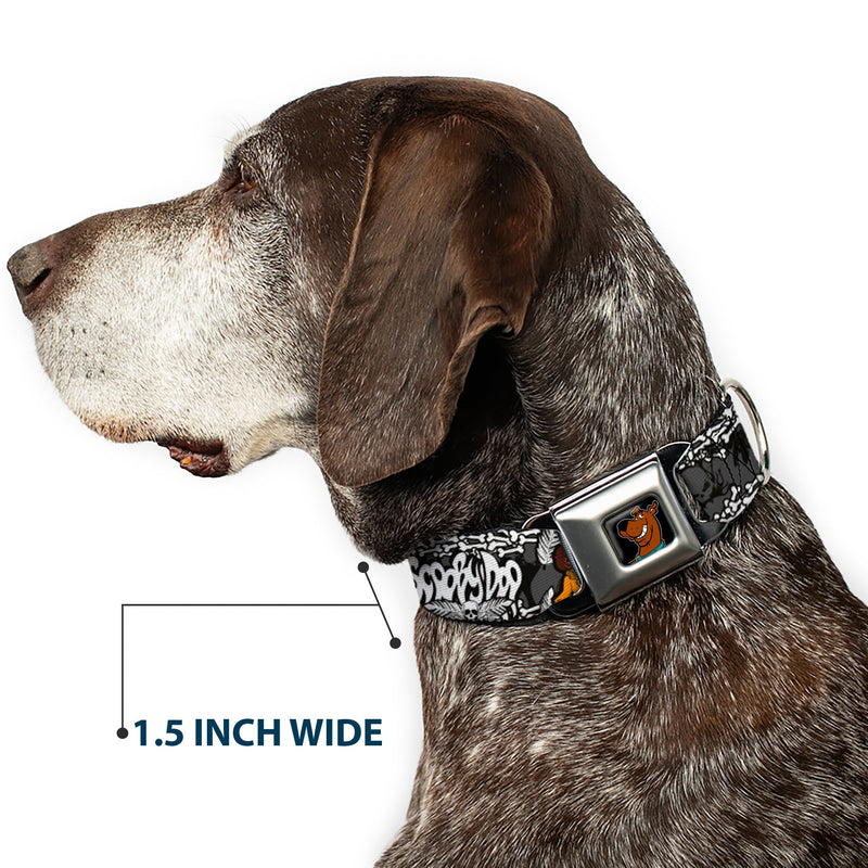 Scooby Doo Face Full Color Black Seatbelt Buckle Collar - SCOOBY DOO Group Pose/Bones