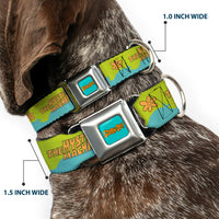 SCOOBY DOO! Text Logo Full Color Aqua/Orange Seatbelt Buckle Collar - Scooby Doo THE MYSTERY MACHINE Paint Job Green/Aqua/Orange