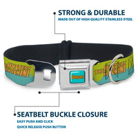SCOOBY DOO! Text Logo Full Color Aqua/Orange Seatbelt Buckle Collar - Scooby Doo THE MYSTERY MACHINE Paint Job Green/Aqua/Orange