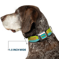 SCOOBY DOO! Text Logo Full Color Aqua/Orange Seatbelt Buckle Collar - Scooby Doo THE MYSTERY MACHINE Paint Job Green/Aqua/Orange