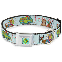 Scooby Doo SD Dog Tag Baby Blue Seatbelt Buckle Collar - Scooby Doo Holiday Scenes and Icons Baby Blue