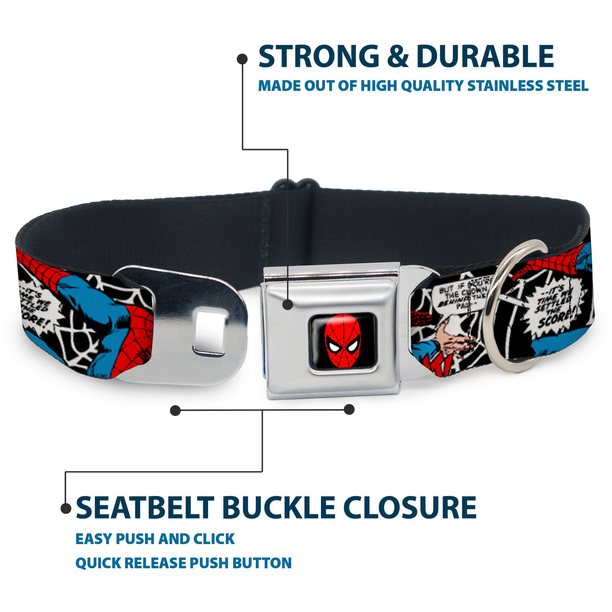 MARVEL UNIVERSE Spider-Man Full Color Seatbelt Buckle Collar - JRNY-Spider-Man in Action2 w/AMAZING SPIDER-MAN