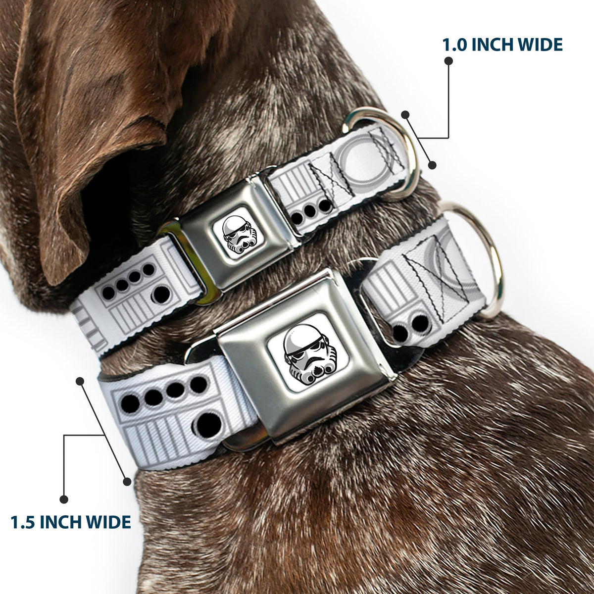 Star Wars Stormtrooper Face Full Color White/Black/Grays Seatbelt Buckle Collar - Star Wars Stormtroopers Utility Belt2 Bounding White/Grays/Black