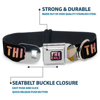 Star Wars THE CHILD Text Full Color Full Color Black/Multi Color Seatbelt Buckle Collar - Star Wars The Child Chibi Pod Pose THIS IS THE WAY Black/Multi Color