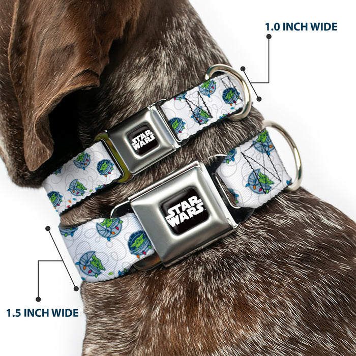 STAR WARS Logo Black/White Seatbelt Buckle Collar - Star Wars The Child Holiday Carriage Pod Scattered White/Gray
