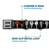 STAR WARS Logo Black/White Seatbelt Buckle Collar - Star Wars Festive Lollipop Icons Black/Multi Color