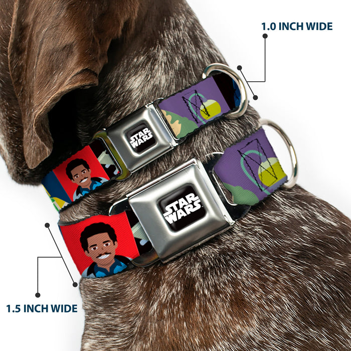 STAR WARS Logo Full Color Black/White Seatbelt Buckle Collar - Star Wars Classic 16-Character Pose Blocks Multi Color