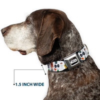STAR WARS Logo Full Color Black/White Seatbelt Buckle Collar - Star Wars Classic Characters and Icons Collage White